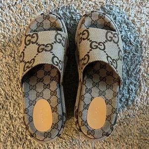 Gucci Jumbo GG Canvas Wedge Platform Sandal